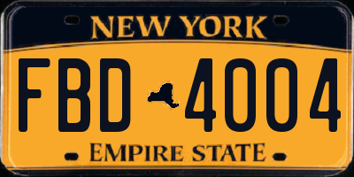 NY license plate FBD4004