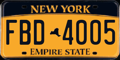 NY license plate FBD4005
