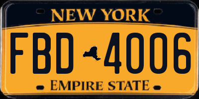 NY license plate FBD4006