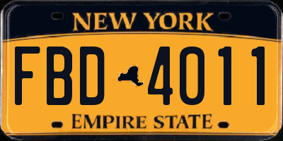 NY license plate FBD4011