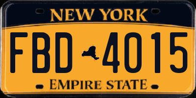 NY license plate FBD4015