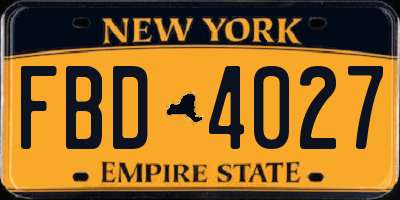 NY license plate FBD4027