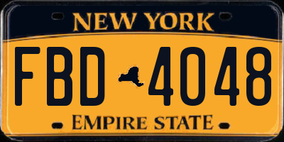 NY license plate FBD4048