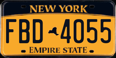 NY license plate FBD4055