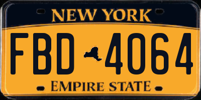 NY license plate FBD4064