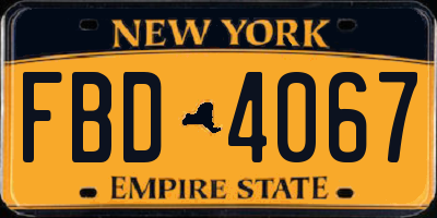 NY license plate FBD4067