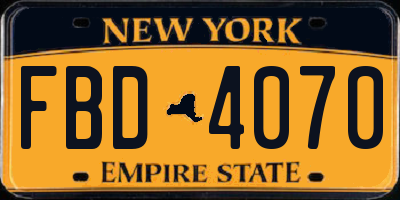 NY license plate FBD4070