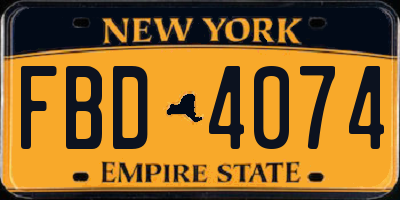 NY license plate FBD4074