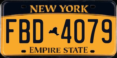 NY license plate FBD4079