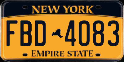 NY license plate FBD4083