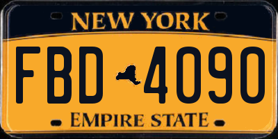 NY license plate FBD4090