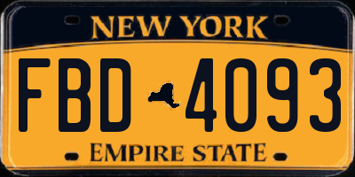 NY license plate FBD4093