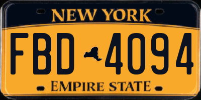 NY license plate FBD4094