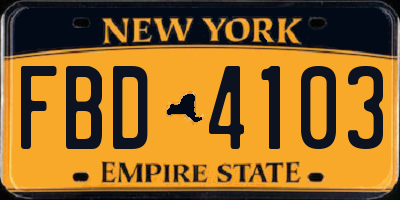 NY license plate FBD4103