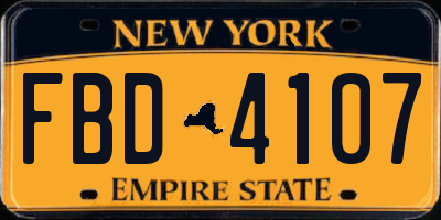 NY license plate FBD4107