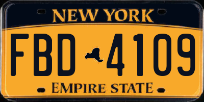 NY license plate FBD4109