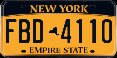 NY license plate FBD4110