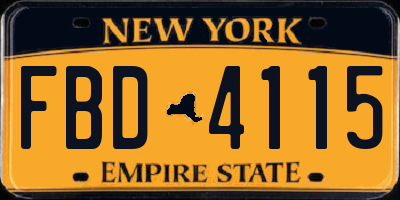 NY license plate FBD4115