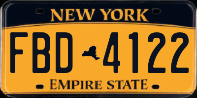 NY license plate FBD4122
