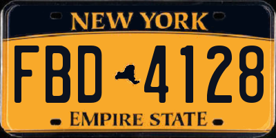 NY license plate FBD4128