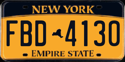NY license plate FBD4130
