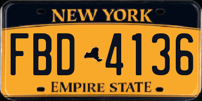 NY license plate FBD4136
