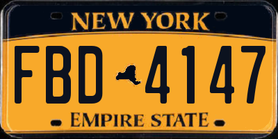 NY license plate FBD4147