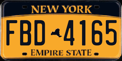 NY license plate FBD4165