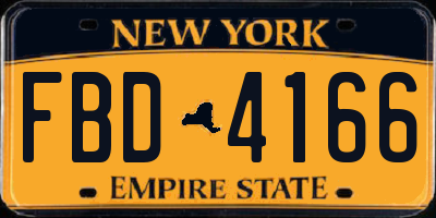 NY license plate FBD4166