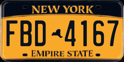 NY license plate FBD4167