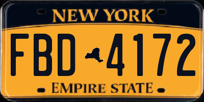 NY license plate FBD4172