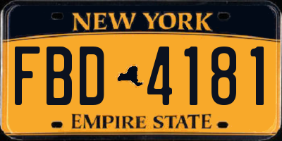 NY license plate FBD4181