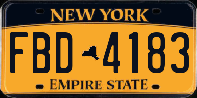 NY license plate FBD4183