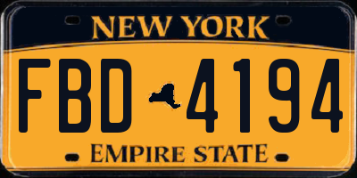 NY license plate FBD4194