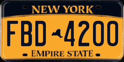 NY license plate FBD4200