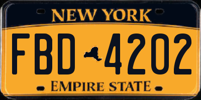 NY license plate FBD4202