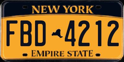 NY license plate FBD4212