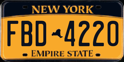 NY license plate FBD4220