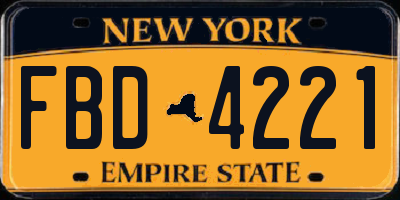 NY license plate FBD4221