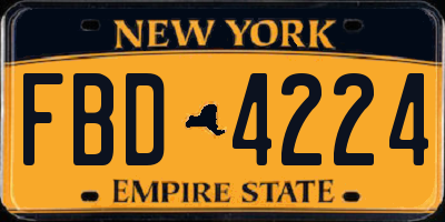 NY license plate FBD4224