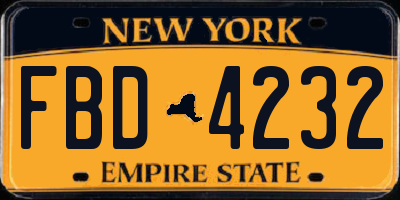 NY license plate FBD4232