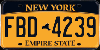 NY license plate FBD4239