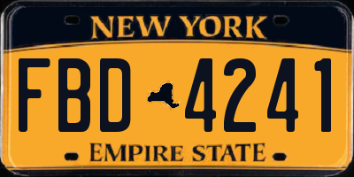 NY license plate FBD4241