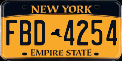 NY license plate FBD4254