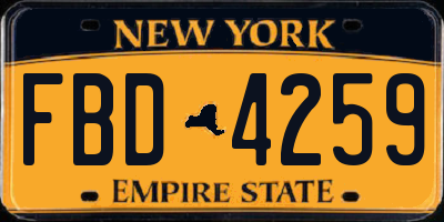 NY license plate FBD4259