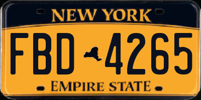 NY license plate FBD4265