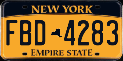 NY license plate FBD4283
