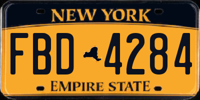 NY license plate FBD4284