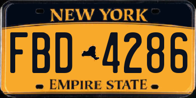 NY license plate FBD4286