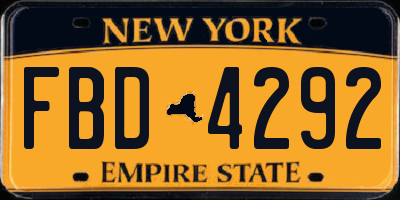 NY license plate FBD4292